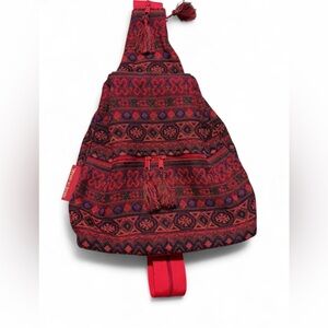 Anter boho red tapestry cross body satchel bag - medium size